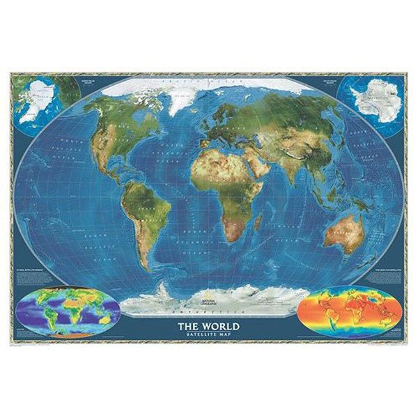 Poster NATIONAL GEOGRAPHIC „Satellite World Map, encapsulated"
