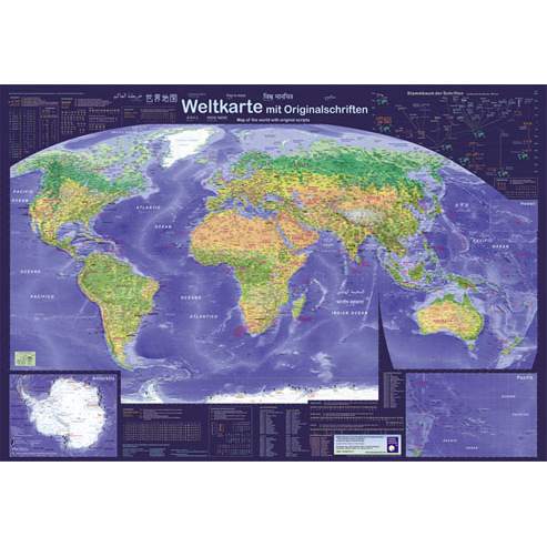 Weltkarte mit Originalschriften